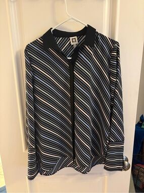 Anne Klein striped button up blouse